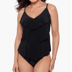 Triple Ruffle Tier Adjustable Tankini Swimsuit Top and Bottoms